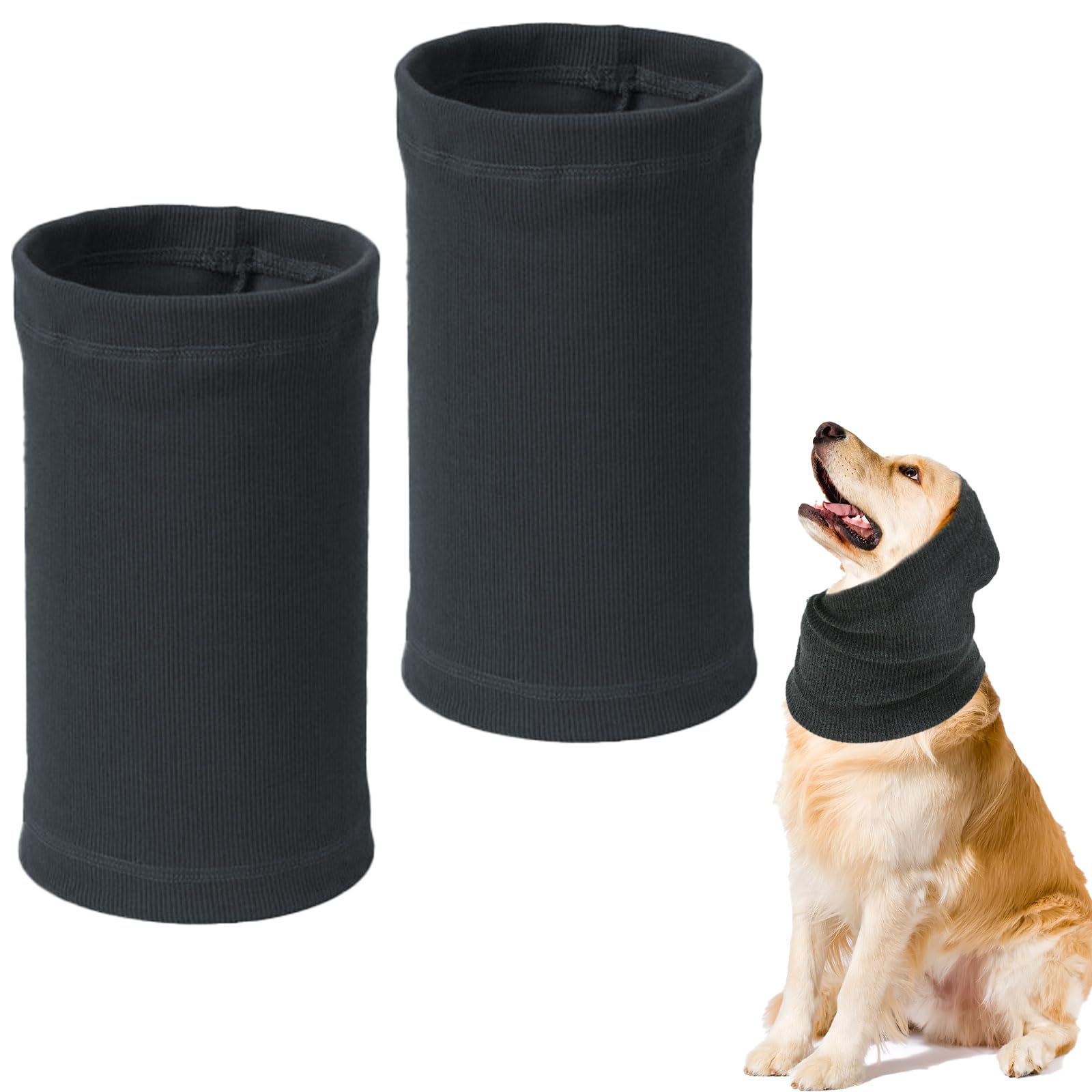 UILYNIU 2 Pcs Dog Snood for Dog Neck and Ears Warmer, Muffs Noise Protection, Dogs Snood Ear Protectors, Dogs Neck and Ears Warmer Hood, Pet Snoods Ear Covers for Bathing Grooming (Grey)