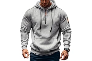 TRFIC Men's Fleece Workout Athletic Pullover Hoodie Long Sleeve Basic Quarter Zip Pullover Sweatshirt with Kanga Pocket