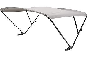 SureShade Power Pontoon Bimini Top - Black Anodized Frame, Gray Fabric
