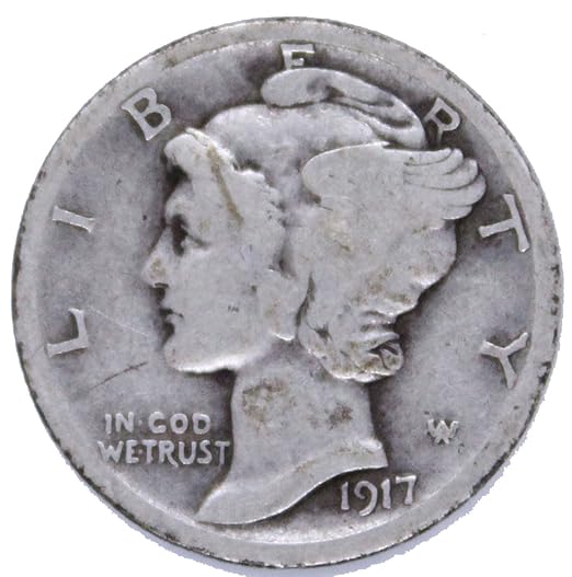 1917 D Silver Mercury Dime 10c Very Good 06 at Amazon's Collectible