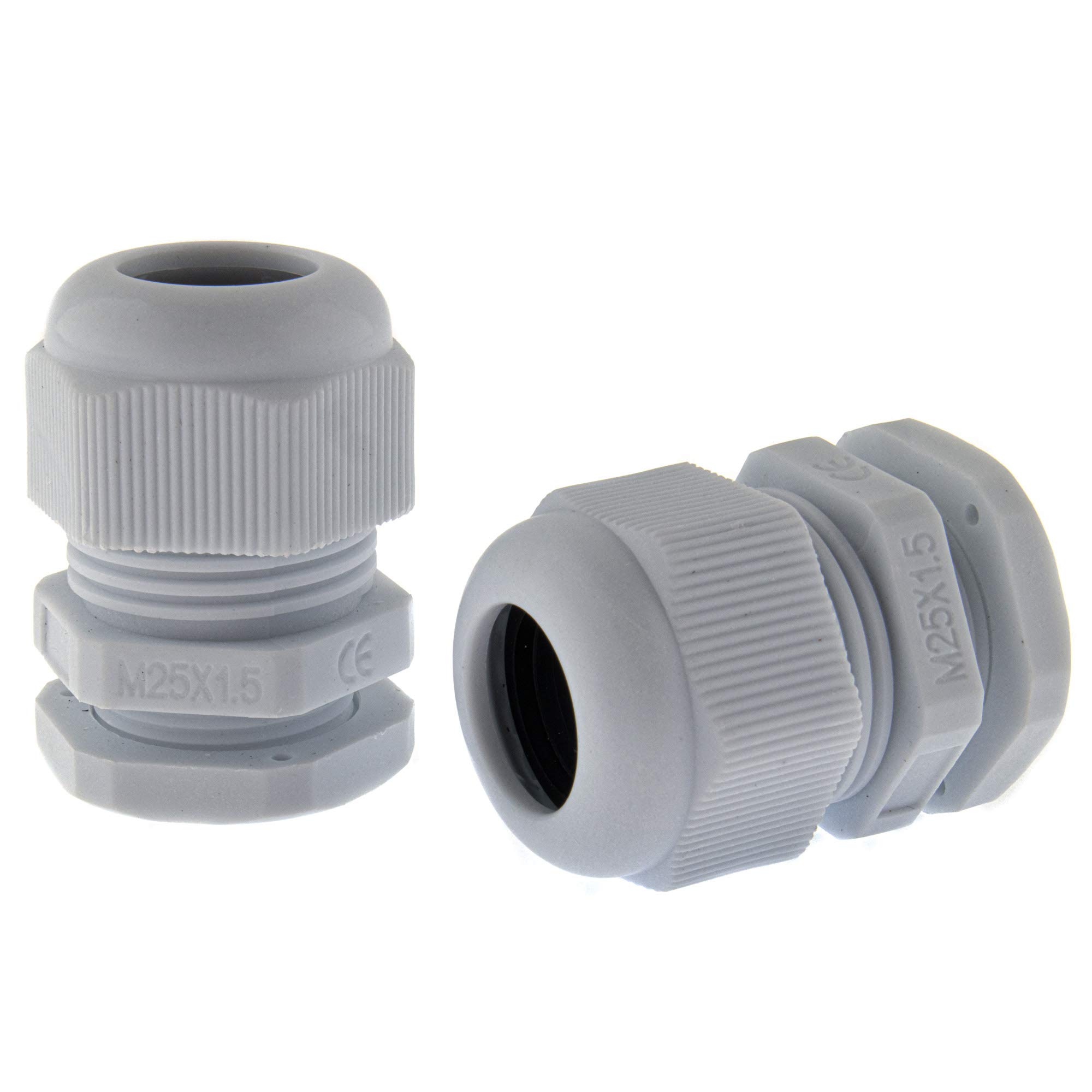SeKi 10 x Cable Glands M25 9-17 mm, Waterproof IP67 Metric Cable Gland, Grey (RAL7035), Suitable for PG16