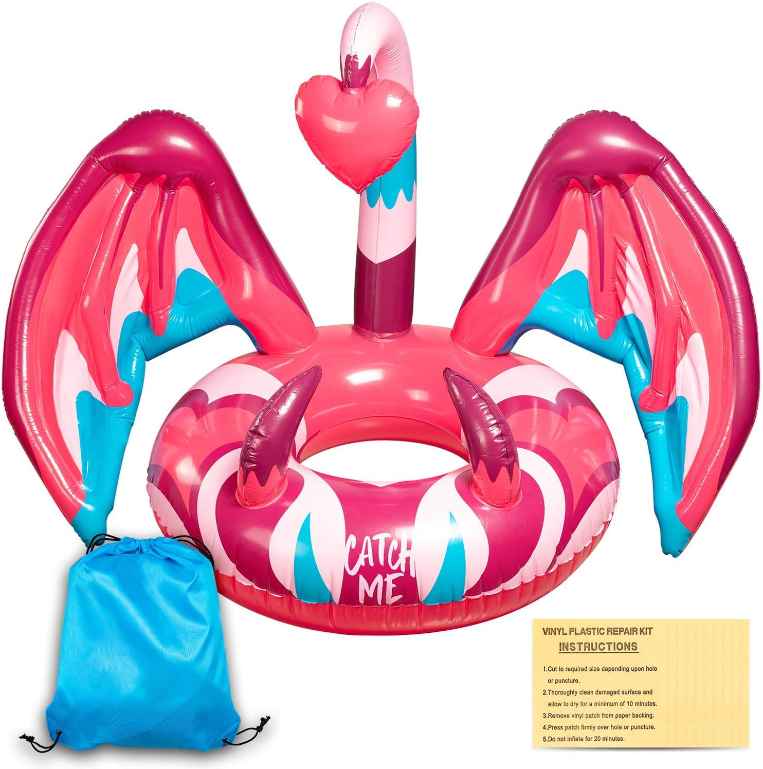muscccm Inflatable Pool Float Swimming Pool Party Decorations Summer Lounge Raft with Unreal Unique Wings Decorations Quick-Fill Valves Summer Beach Toy for Kids and Adults