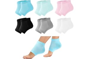 Sibba 6 Pairs Moisturizing Socks for Dry Cracked Heels Cotton Gel Sleeves, Repair Gel Heel Socks for Repairing Softening Feet Rough Skins Calluses Fits Women Men Feet Soothing Spa Socks (Multicolor)