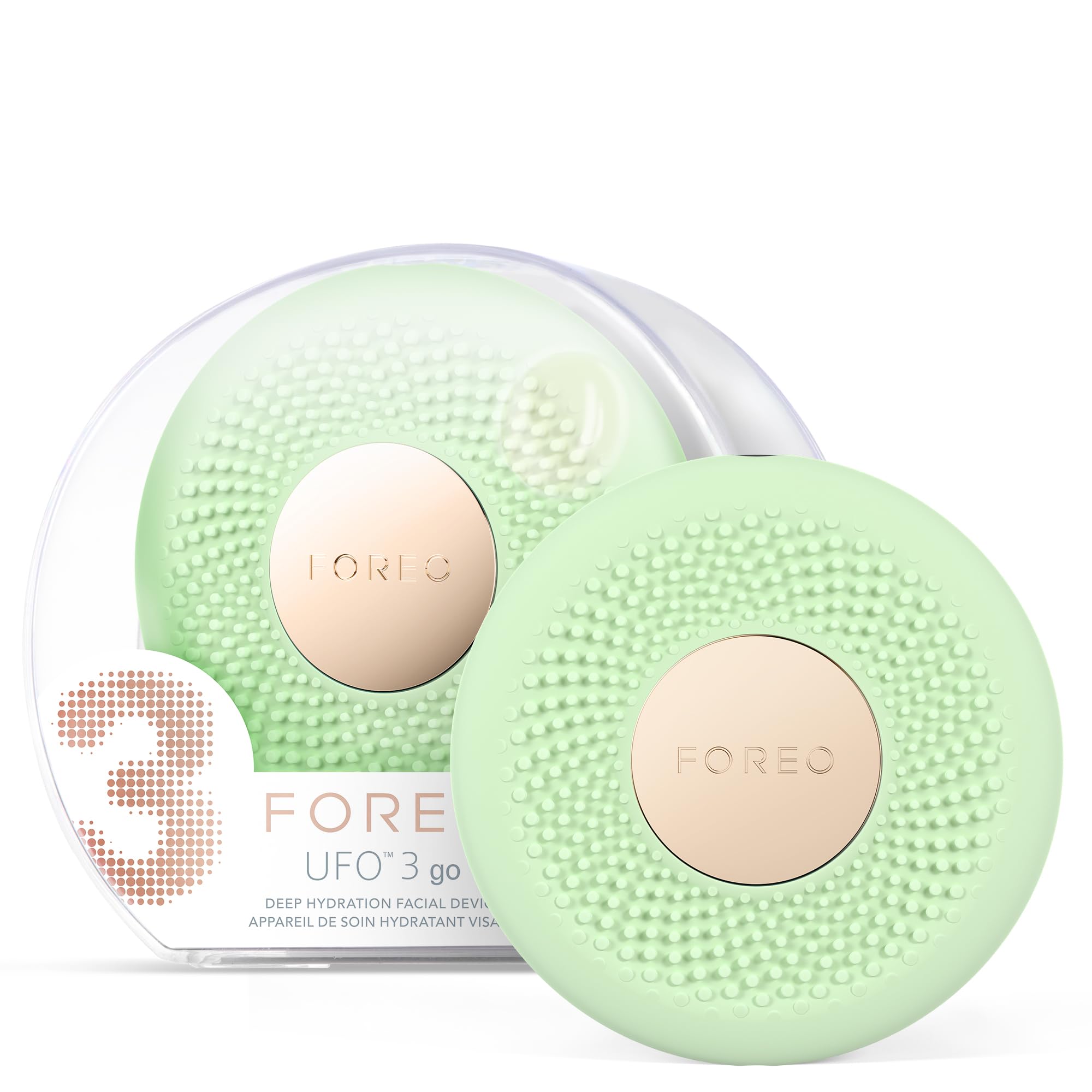 FOREO UFO 3 go Travel-friendly Face Mask Skincare Device, Face Moisturiser, Anti-Aging Skincare, Full Spectrum LED & Red Light Therapy, Thermo Therapy, T-Sonic Massage, Compact, Pistachio