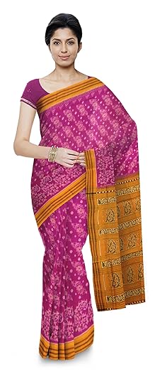 Boyanika Ikat Handloom cotton Womens Saree(Pink)