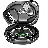 JIMBOBO Open Ear Headphone Bluetooth 5.4 Wireless Earphone Air Conduction Earbuds with Earhook Mic 50H Playtime LED Display Charging Case Comfort Sport Headset for Running, Fitness, Yoga, Work (Black)