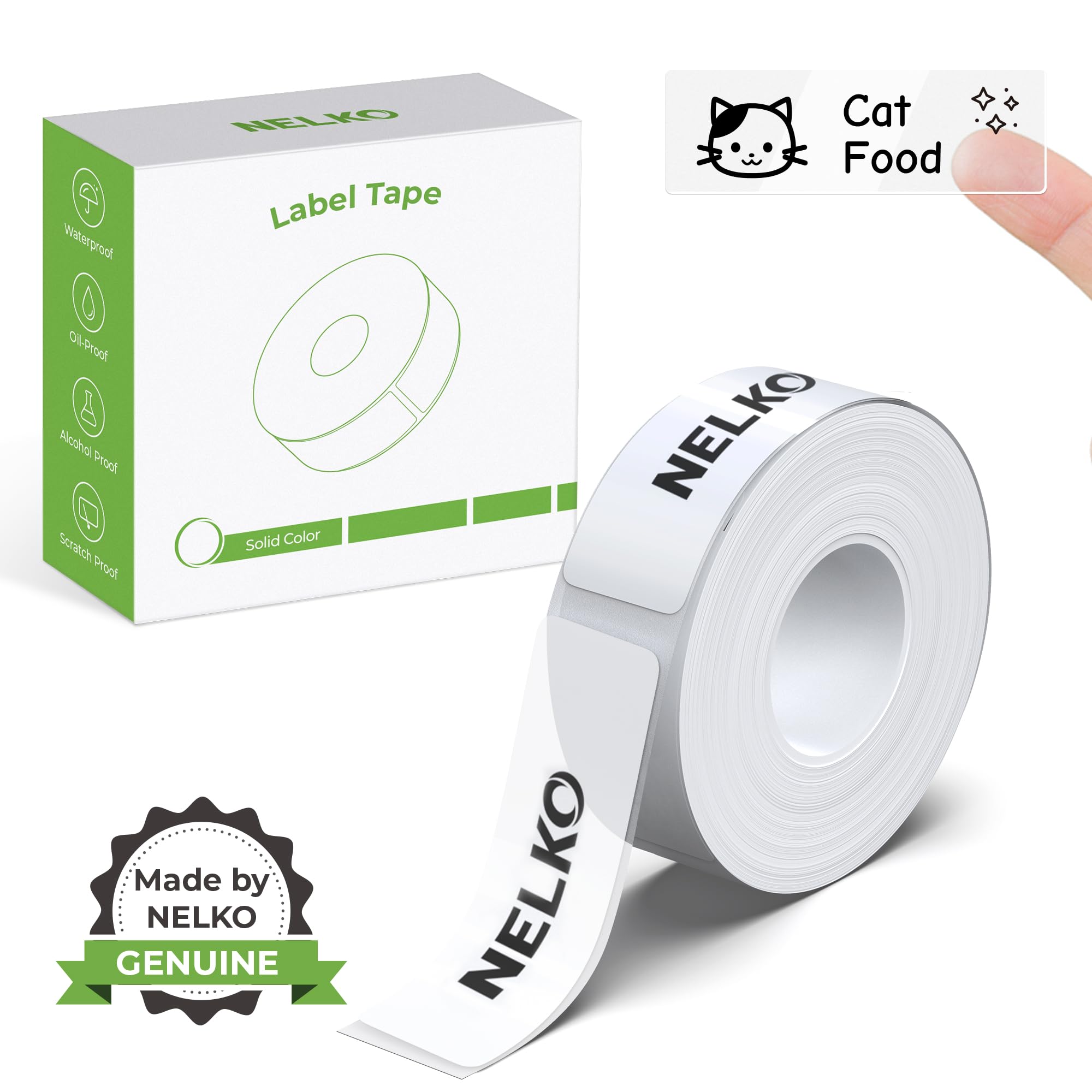 Nelko Genuine P21 Label Maker Tape - 14x75mm Transparent Laminated Replacement Roll (180 Tapes)