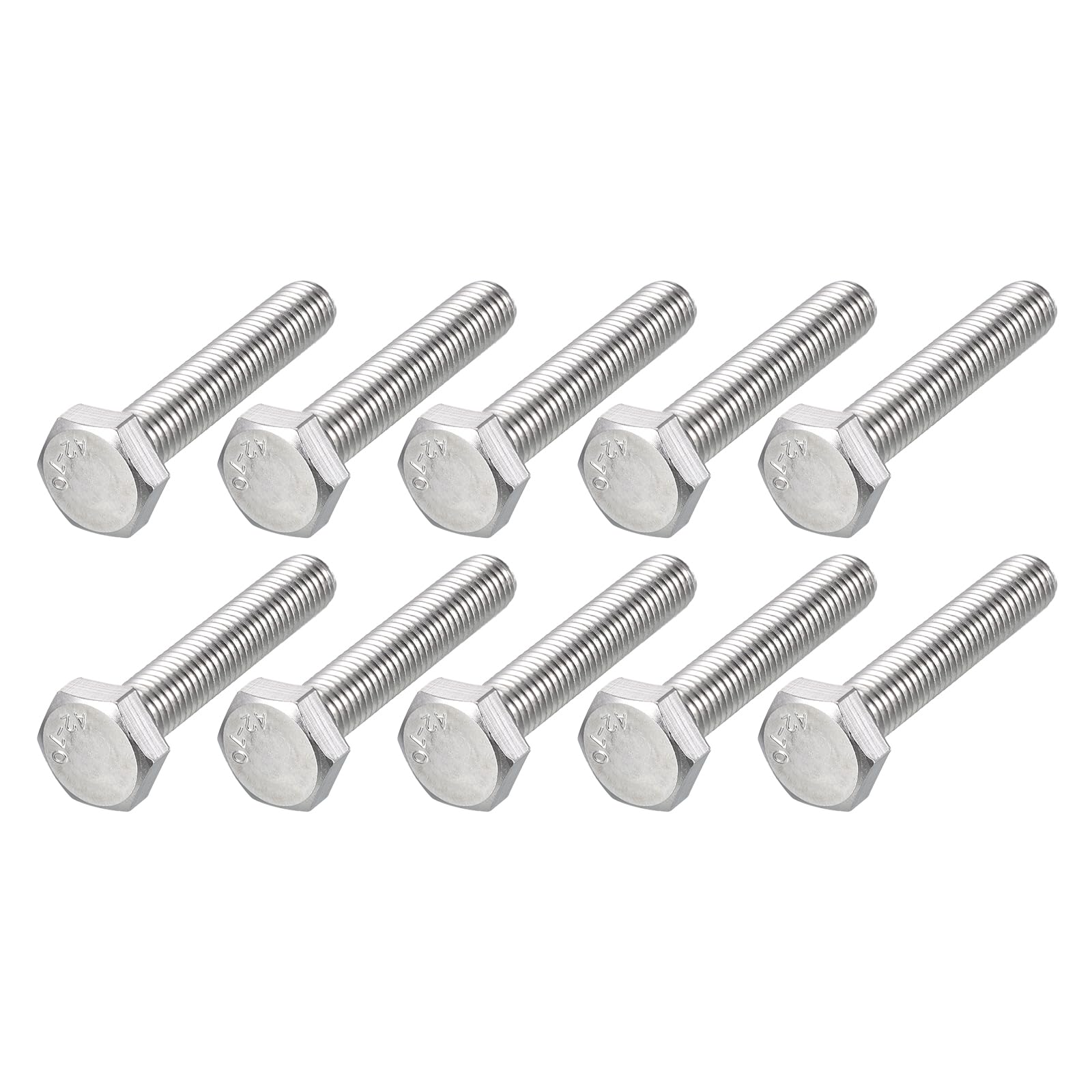 METALLIXITY Hex Bolts (M10-1.5x55mm) 10Pcs, 304 Stainless Steel Coarse Fully Threaded Hex Head Screw Bolt Machine Screws - for Furniture Repair, Silver โ image 1