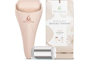 PUR Botanicals - Sand 2-in-1 Set Cryotherapy Ice Roller for Face Wrinkles Massager - Skin Care Tool for Puffiness - Face Depuffer Ice Facial Eye Skin Roller - TMJ Pain Relief & Minor Injuries