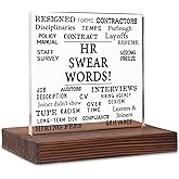 HR Swear Words Desk Sign Gift for Human Resource Professionals, Funny Office Decor for Recruiters, Managers, Coworkers, New Job Promotion or Farewell Appreciation Gift, Acrylic Plaque SKT259