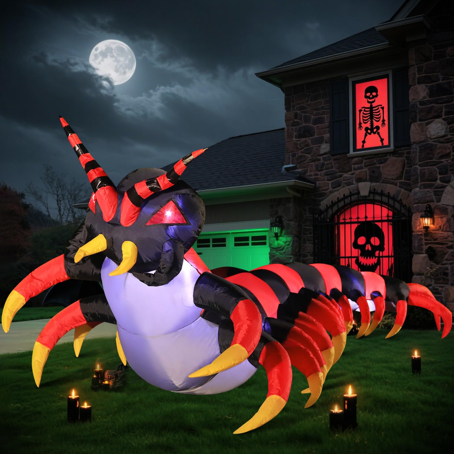 Photo 1 of DomKom Halloween Inflatable Decorations, 8FT Centipede Outdoor Holiday Decor Blow Up Halloween Yard Decor, LED Lights Inflatables Outdoor Garden Lawn Halloween Decor