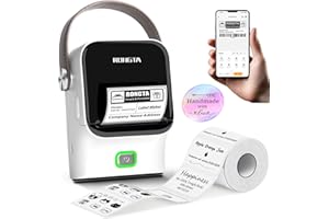 Rongta Bluetooth Label Maker Machine with Tape, Thermal Label Printer for Office, Small Business Essentials, Home Organization, Portable Inkless Sticker Label Maker with 2x1.18 inch Labels