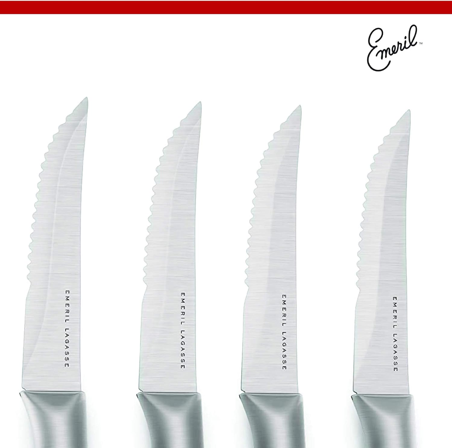 Emeril Lagasse 8-Piece 4.5” Stainless Steel Steak Knife Set (Large Handles): Kitchen & Dining