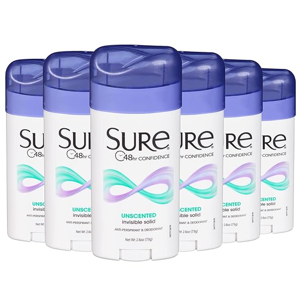 SURE, ANTIPERSPIRANT DEODORANT, SOLID, UNSCENTED, 2.6 OUNCE (PACK OF 6)