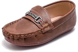 DADAWEN Kids' Girls' Boys' Slip-On Casual Fashion Suede Oxfords Penny Loafers Boat Shoes Moccasin Flats School Uniform Dress 