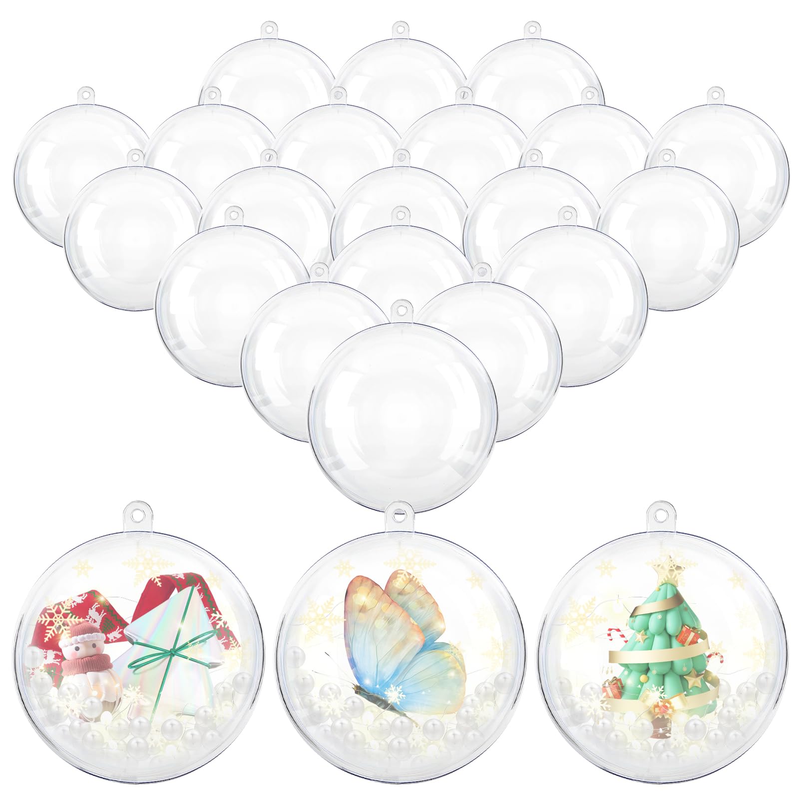 5cm Baubles Clear Fillable Christmas Ball Xmas DIY 20pcs