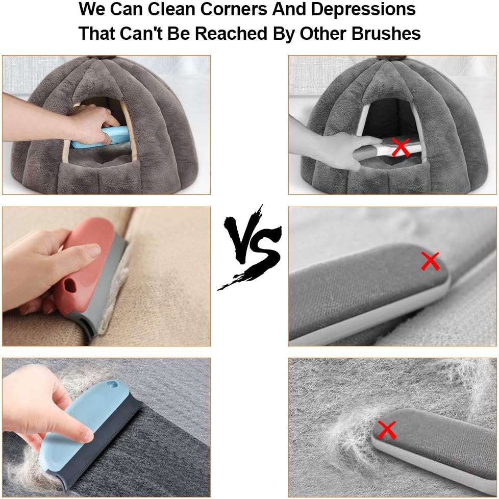 4PCS Premium Pet Hair Remover for Couch, Cat & Dog Hair Remover Set, Professional Pet Hair Remover Brush Comb for Cleaning Carpets, Sofa, Furniture and Car Interiors + 2 Dog Grooming Brushes