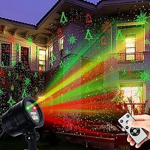 Christmas Laser Lights, YINUO LIGHT Waterproof Projector Lights Landscape Spotlight Red and Green Star Show with Christmas Decorative Patterns for Indoor Outdoor Garden Patio Wall