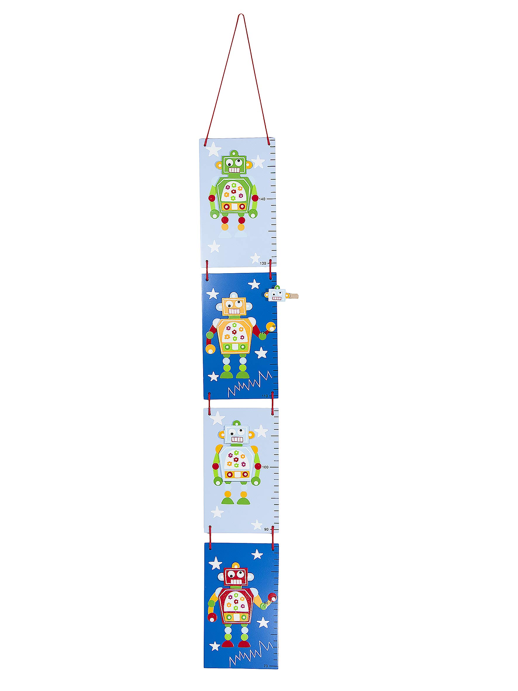 Mousehouse Gifts - Blue Robot Height Chart for Kids' Room Growth Tracking, Wooden Baby Growth Measure