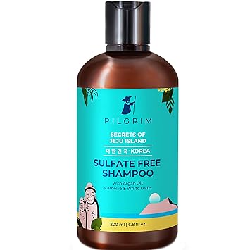 Pilgrim Mild Sulphate Free Shampoo (Argan Oil) For Dry Frizzy Hair, Men and Women, No Sulphate No Paraben, Korean Beauty Secrets, 200ml