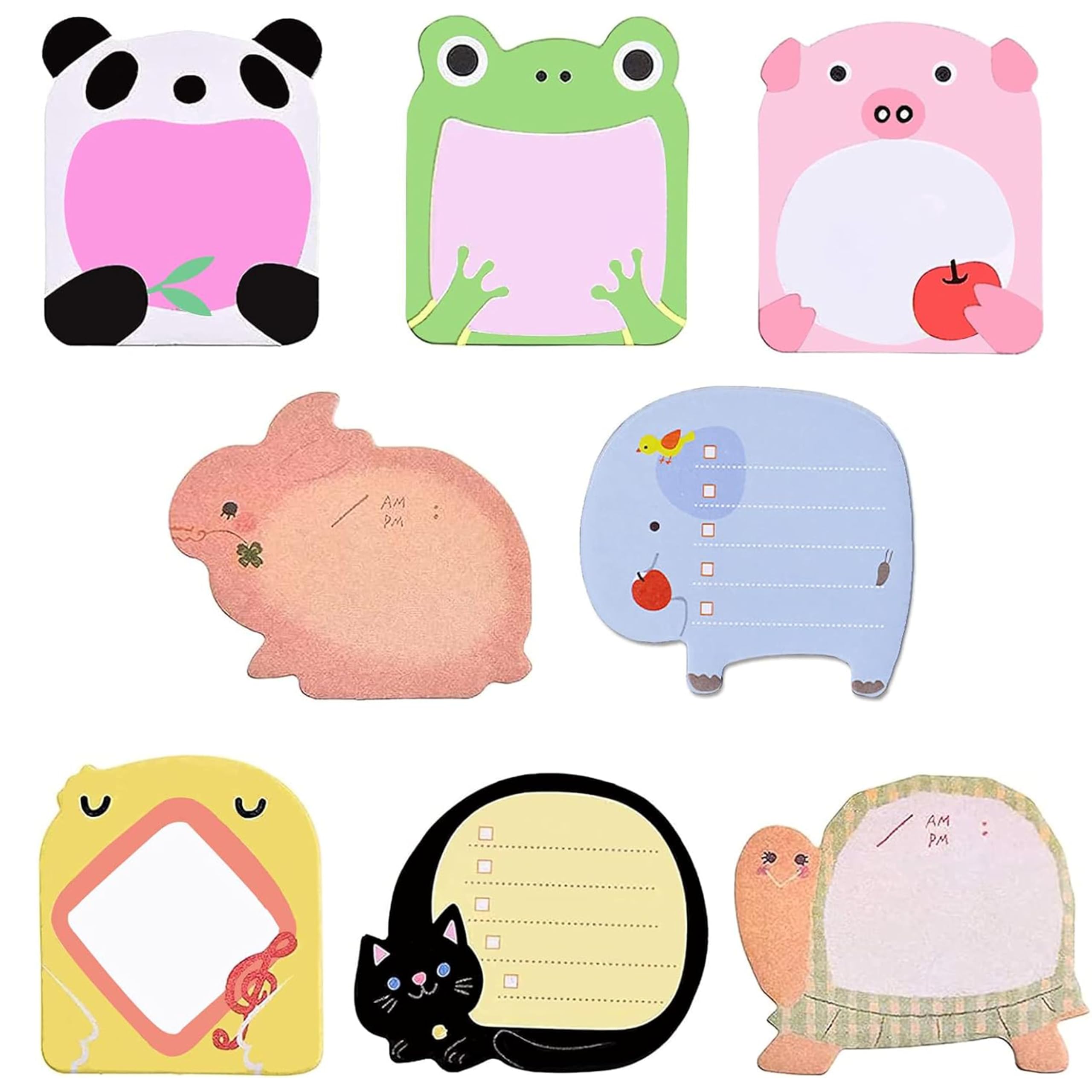 24-Pack Cartoon Animal Post-It Notes, Animal Design, Mini Post-It, Novelty Notes, Cute Notepad Cards, for School Office Memo Party Bag Filling