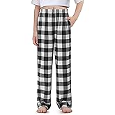 IHU Cotton Girls Pajama Pants Soft Flannel Woven Kids Pj Bottoms Plaid Lounge Pants Sleepwear with Pockets