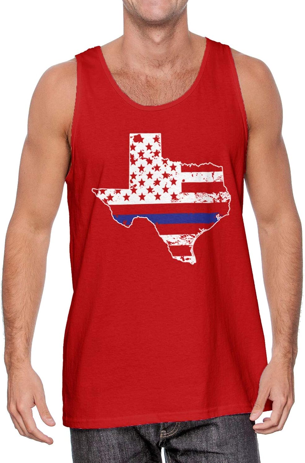 Haase Unlimited Blue Line Texas Map - Support Police Men's Tank Top