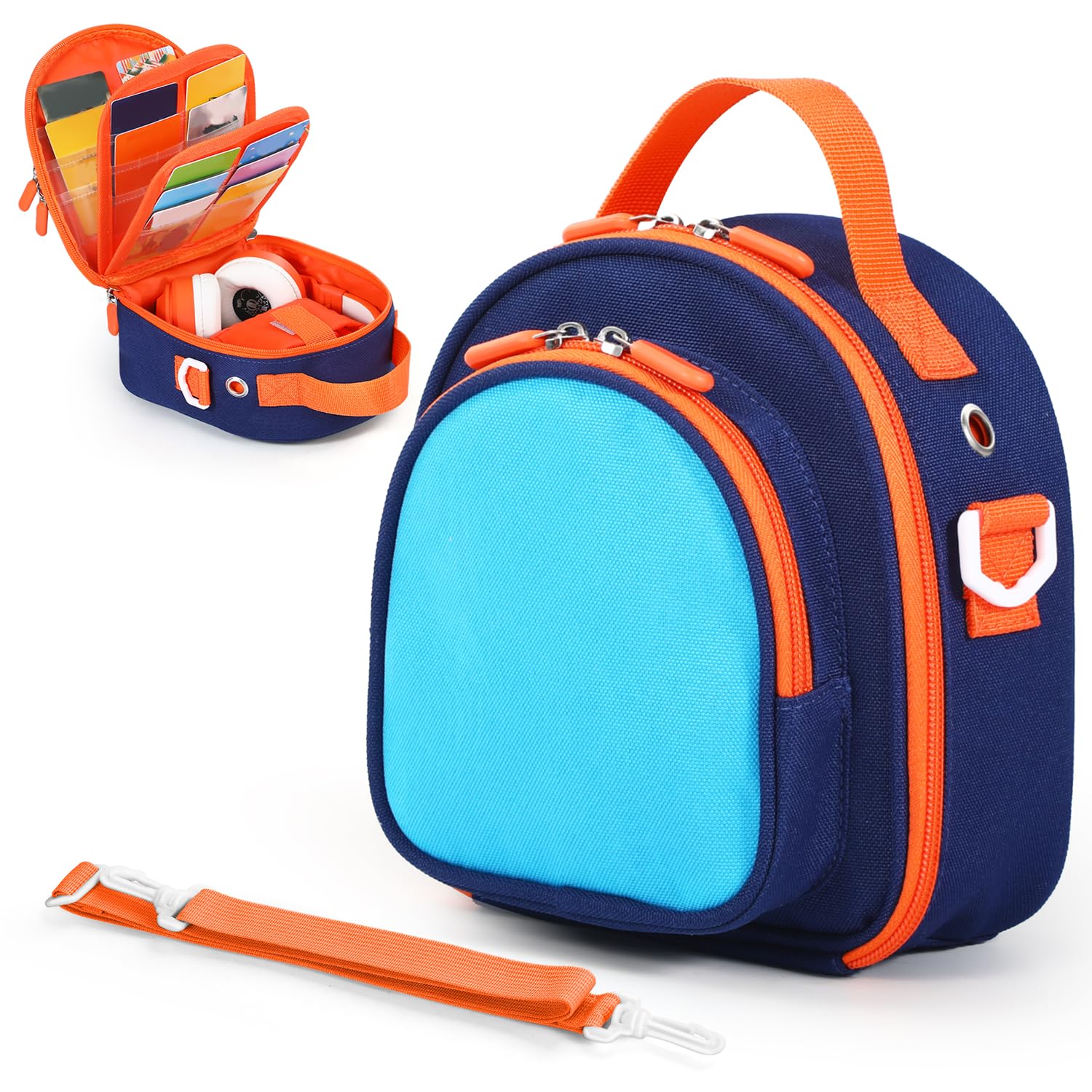 Photo 1 of Carrying Case Compatible with Yoto Mini (2024 Edition),30 Cards Storage Bag with Handle and Shoulder Strap, Travel Storage box for Player & Headphone Accessories (Blue)