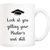 5Aup Christmas Gifts Funny Masters Graduation Coffee Mug, Look at You Getting Your Master's Cups 11 Oz, Unique Birthday and Holiday Gifts for Masters Graduation