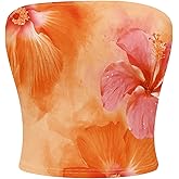 Milumia Women's Floral Print Strapless Bandeau Tube Tops Y2k Backless Summer Vacation Crop Top