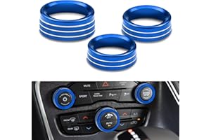 HABNVUON 3PCS AC Air Conditioner Switch Button Knob Cover, Climate Control Knob Cover, AC Switch Volume Tune Controller Aluminum Alloy Trim, Car Accessories for Challenger Durango 2015-2022 (Blue)