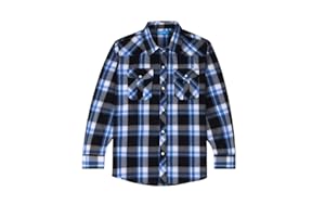CHEERBOY Boy's Toddler Kids Casual Long Sleeve Western Pearl Snap Button Up Plaid Shirt 4-16 Years