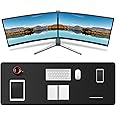 Leather Desk Mat Protector, Mouse Pad, Non-Slip PU Leather Desk Blotter, Suitable for Gamer, Office & Home - 31.5 x 11.8 in, 