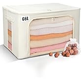 66L Large Cashmere Sweater Storage Bag with Steel Frame | Natural Red Cedar Protection | Foldable Closet Organizer with Oxford Fabric, Mesh Windows | Premium Garment Box for Wool, Winter Coat, Clothes