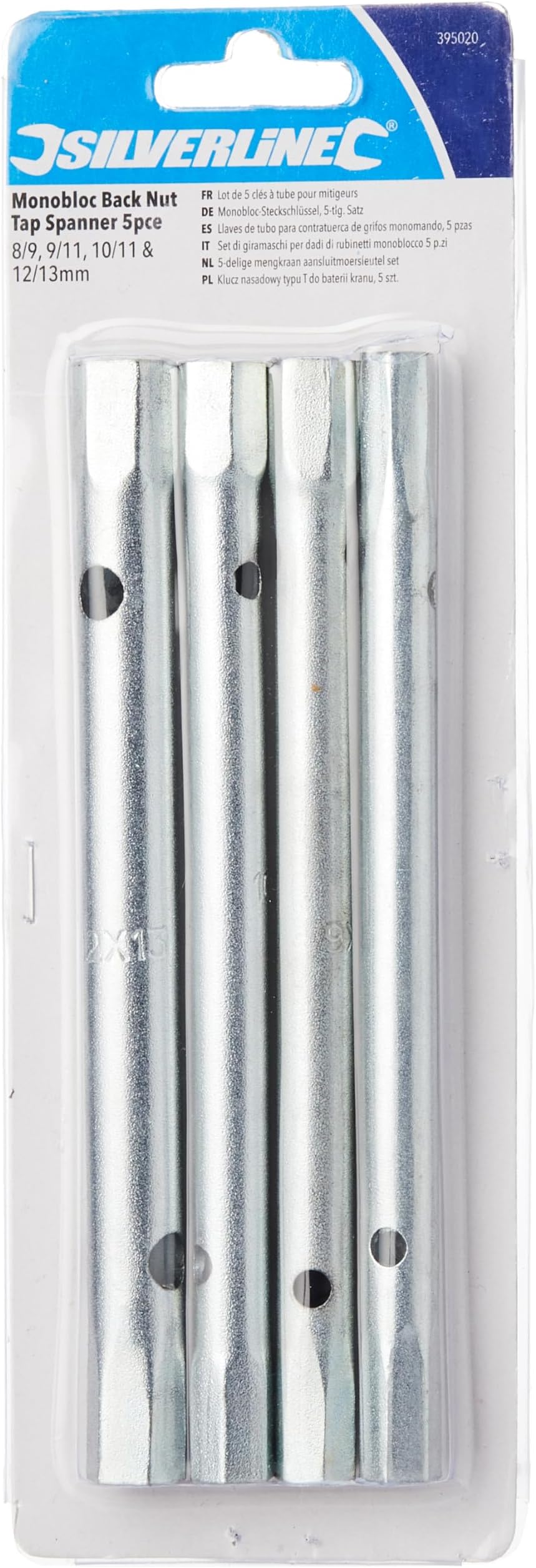Silverline Monobloc Tap Spanner 5pc 8-13mm Back Nut Wrench 395020 Zinc Plated