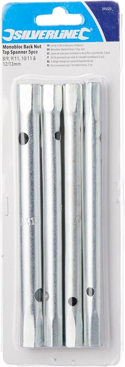 Silverline Monobloc Tap Spanner 5pc 8-13mm Back Nut Wrench 395020 Zinc Plated