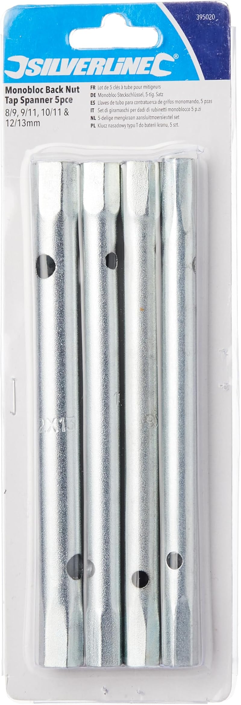 Silverline Monobloc Tap Spanner 5pc 8-13mm Back Nut Wrench 395020 Zinc Plated