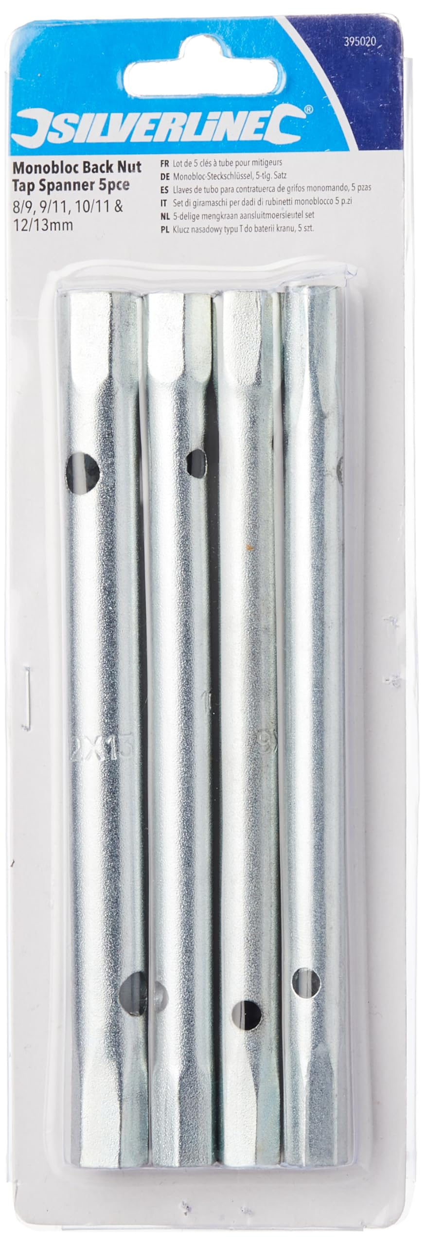 Silverline Monobloc Back Nut Tap Spanner 5pce 8/9, 9/11, 10/11 & 12/13mm (395020) Multi