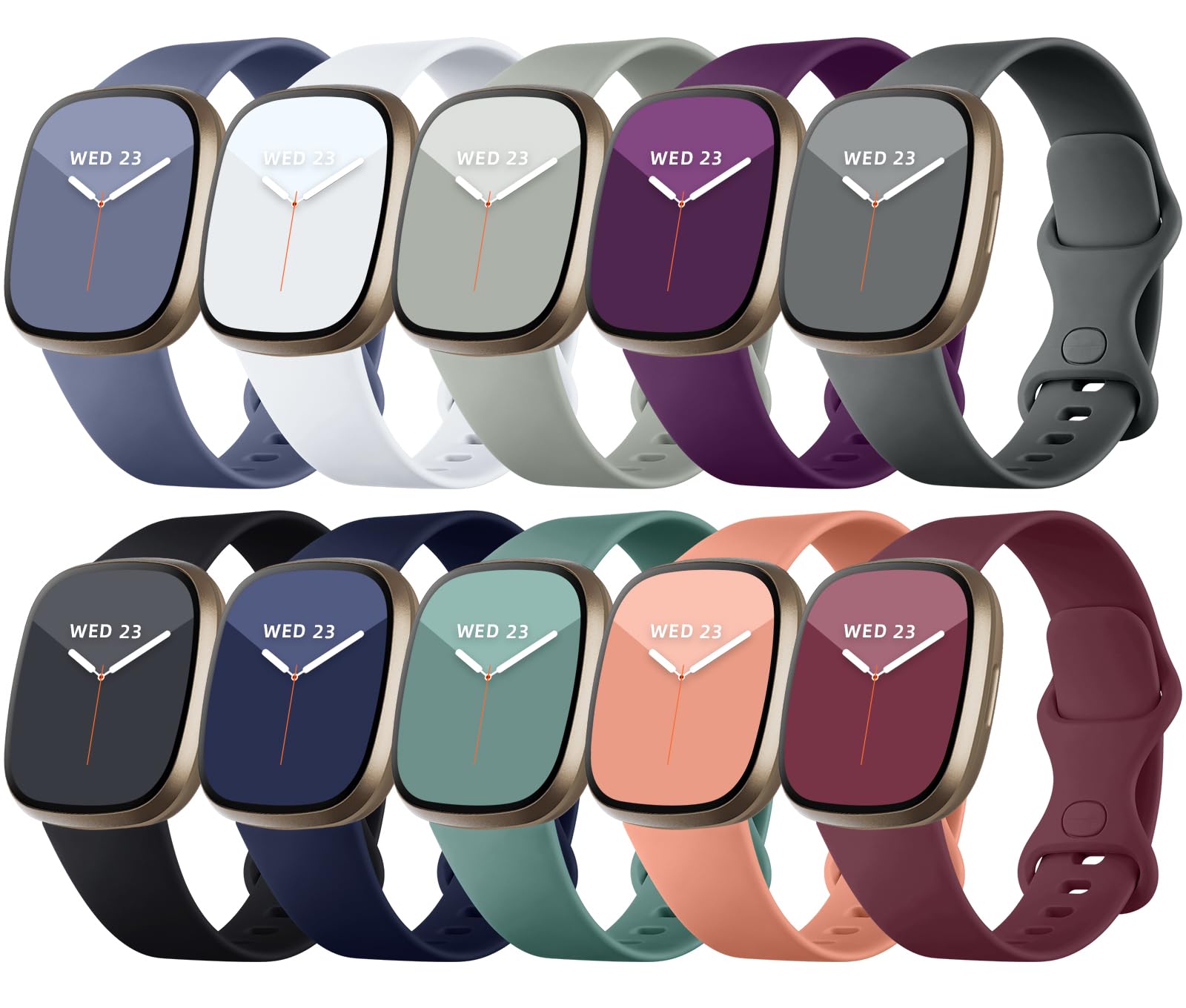 Charlam 1/0 Pack Straps Compatible with Fitbit Versa 4/ Versa 3 Straps/Fitbit Sense/Sense 2 Strap, Soft Sport Watch Strap Replacement Wristbands for Women Men, Large, Dark