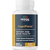 Primal Health CogniForce - Memory & Brain Health - Acetyl L-Carnitine Formula - Better Cognitive Performance - Clarity + Focus + Better Recall + Calm Thinking - Dietary Supplement - 60 Capsules