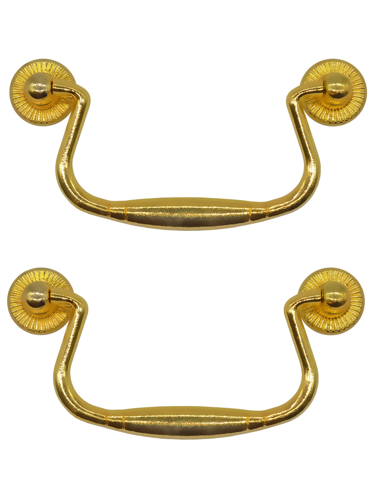 Fuxxer® 2 x Antique Drawer Handles Folding 99 x 50 mm Gold Brass Design Set of 2