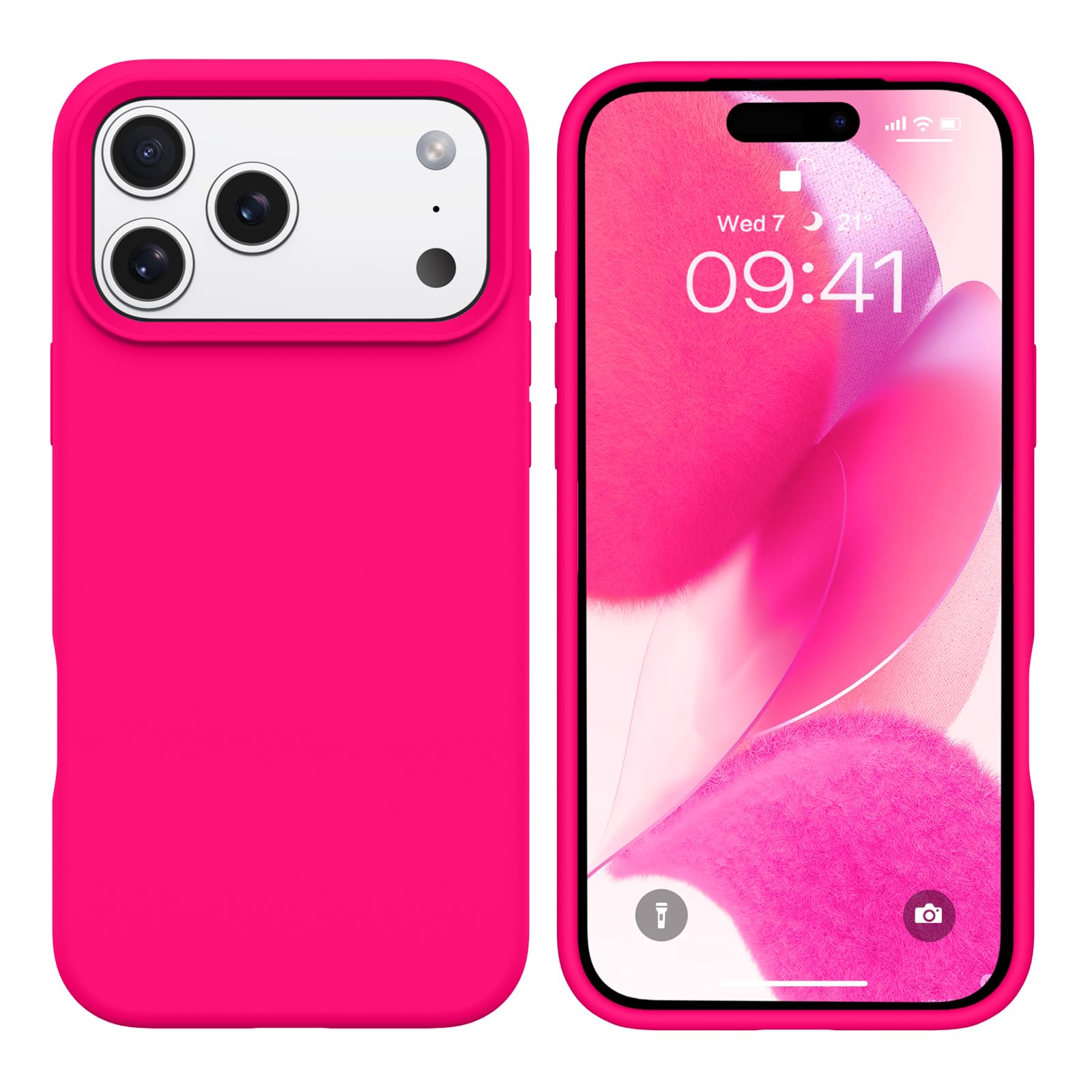 BENTOBEN for iPhone 17 Pro Case, Liquid Silicone Anti-Slip Microfiber Lining 17 ProPhone Case, Slim Soft Gel Rubber Anti-Scratch Shockproof Cover for iPhone 17 Pro 6.3" 2025, Hot Pink