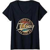 Womens Worlds Best IT Guy | Computer IT Nerd | Tech Support V-Neck T-Shirt
