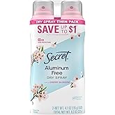 Secret Dry Spray Deodorant, Aluminum Free, Cherry Blossom, 4.1 oz Pack of 2 | 48HR Weightless Odor Protection for Women | Clean &amp; Gentle on Skin Formula | pH Balancing Minerals | Easy Application