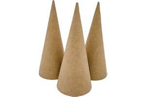 Nishiyuenyi 3 Pieces Paper Mache Cones, Open Bottom for Crafts DIY Hands on Versatile Art Crafts Cardboard Cones for Embellis
