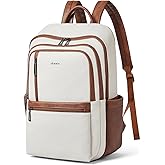 Shrrie 17 inch Leather Laptop Backpack for Women, Large Travel Backpack with 6 Compartments, Computer Backpack Purse for Work College
