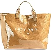 hibear PVC Tote Bag for Women Clear Plastic Handbag Letter Printed Hobo Bag Large Work Tote Bag