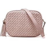 AFKOMST Woven Crossbody Bags for Women Small Summer Purse and Boho Cross Body Handbag with Tassel, Vegen Leather | Fit Long Wallet, Spacious Room