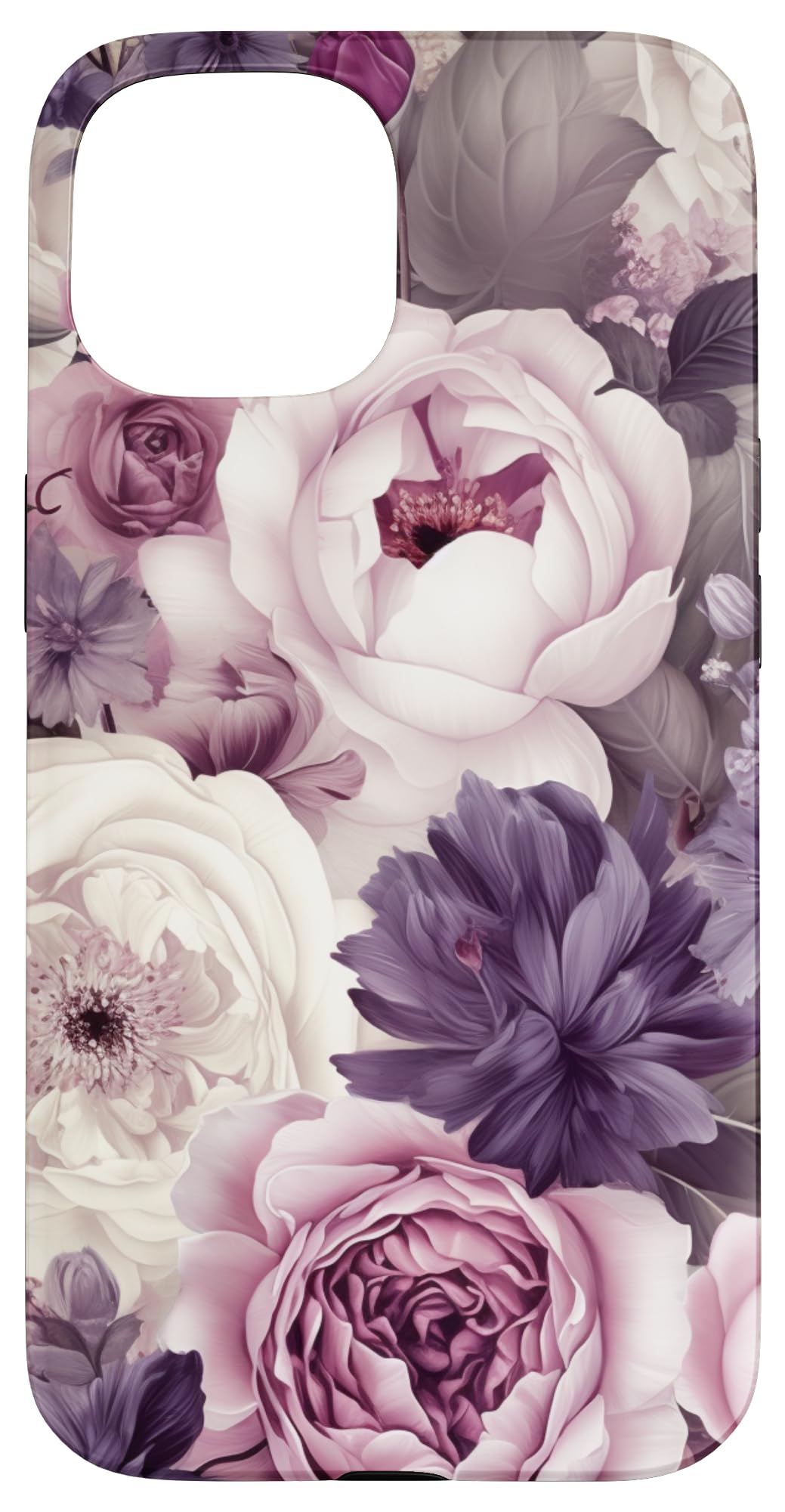 Elegant Blush Pink And Purple Vintage Floral Rose And Peony Case for iPhone 15