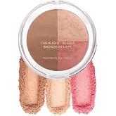 Baked Blush Highlight Bronze Powder 3-in-1 Contour Palette Sculpt Satin Silky Smooth Makeup Palettes Powder (002-Light)